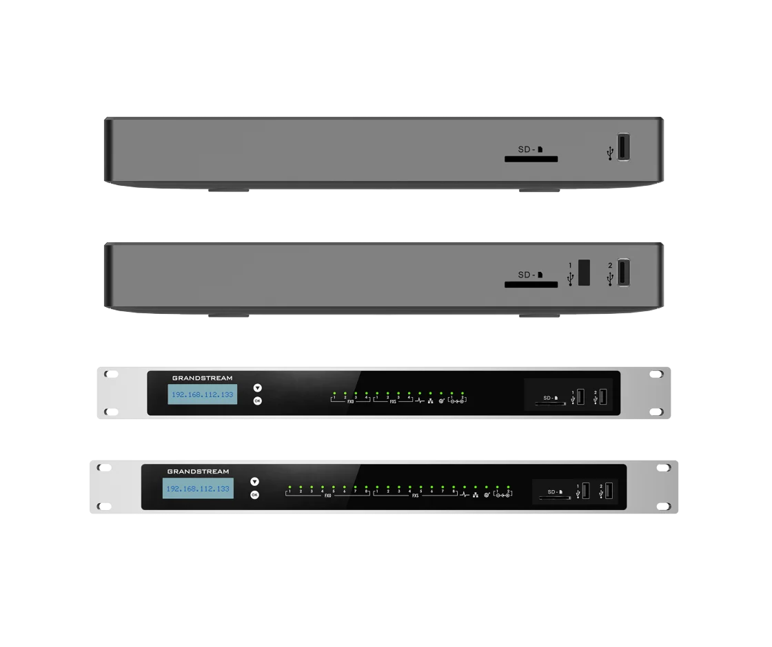 Grandstream UCM6300 series on-premise IP PBX appliances — desktop and rack-mount models